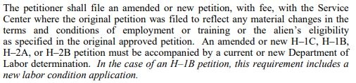 h1b amended petition regulation