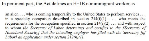 h1b visa statute